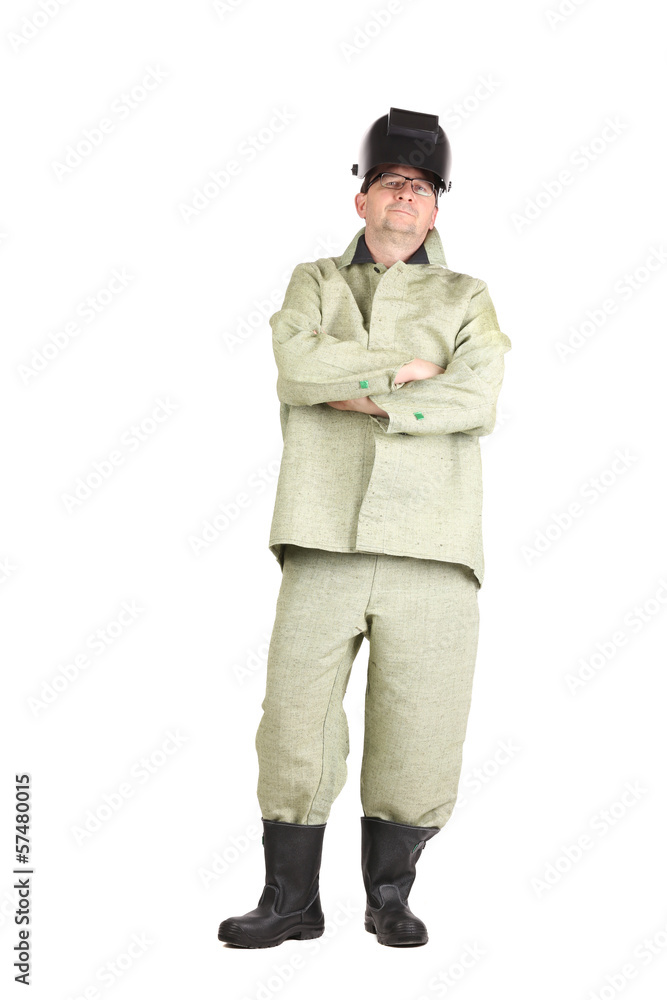 Confident welder in the mask. Confident welder in the mask.