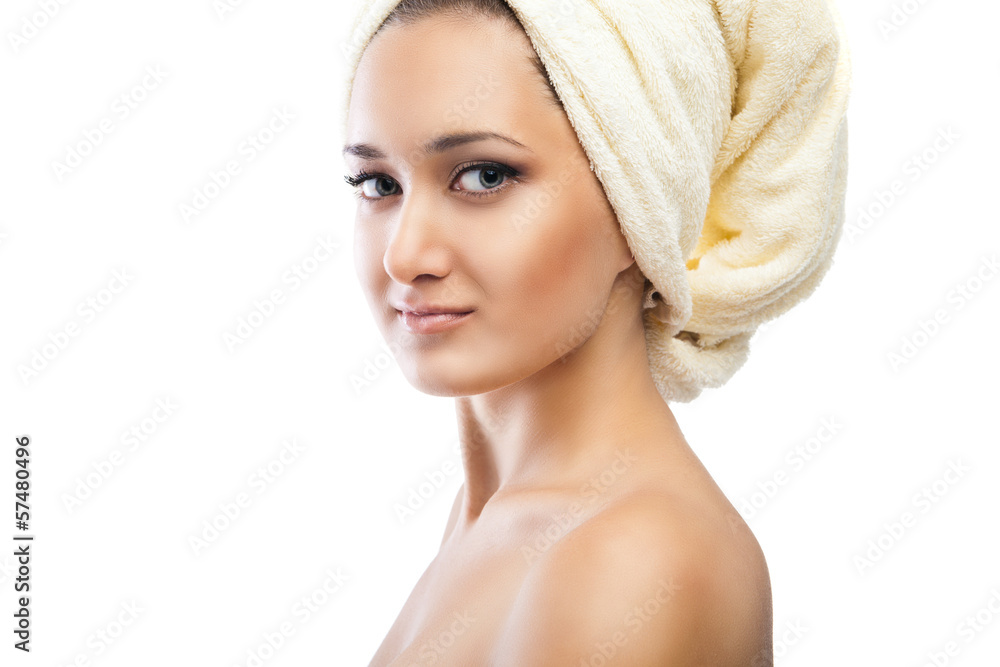 Spa Woman. Beautiful Girl After Bath. Isolated Spa Woman. Beautiful Girl After Bath. Isolated