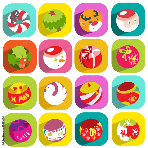 colorful flat christmas icons