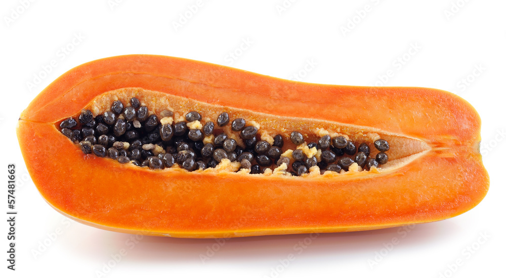 fresh ripe juicy papaya slice on white background fresh ripe juicy papaya slice on white background