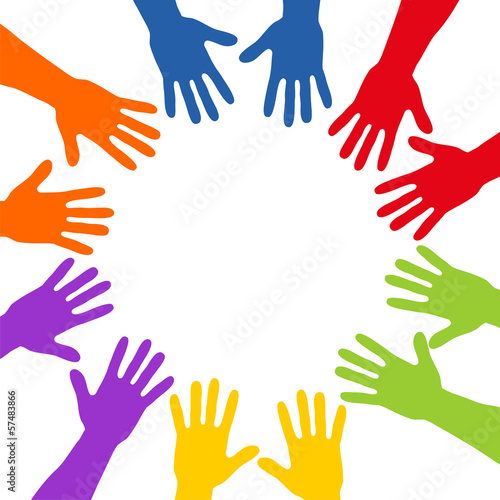 bunte Hände bilden einen Kreis