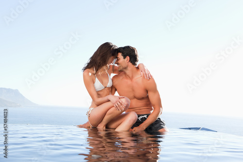 Couple on the pool edge