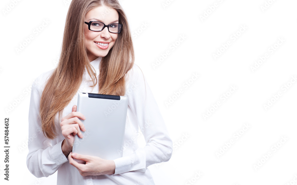 Young woman with tablet computer PC Young woman with tablet computer PC