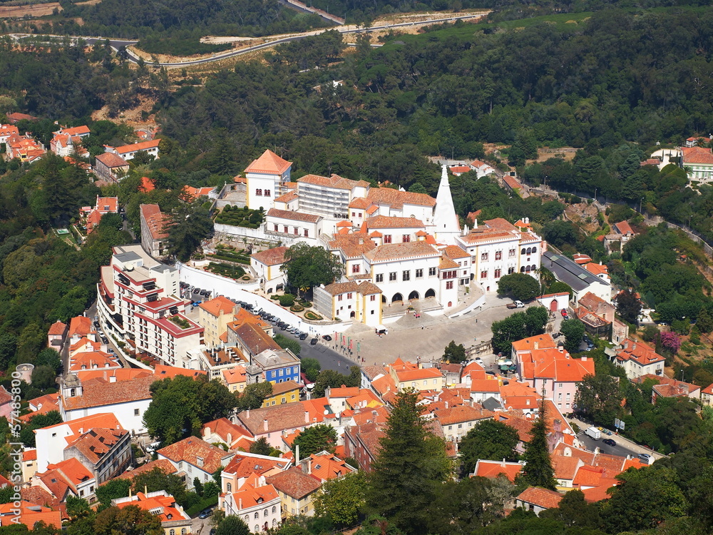 Aerial view of Sintra and National Palace, near Lisbon