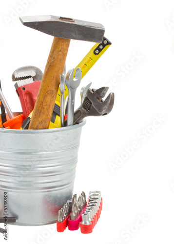 tools kit  in metal pot