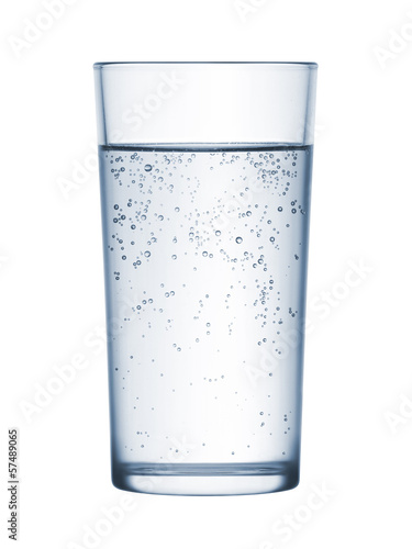 glass of mineral water on white background
