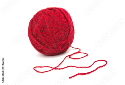 tangle of red thread isolated
