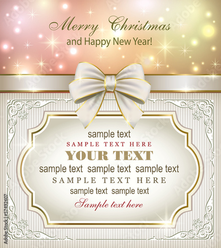 Christmas card with a bow