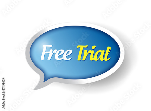 free trial message on a speech bubble.