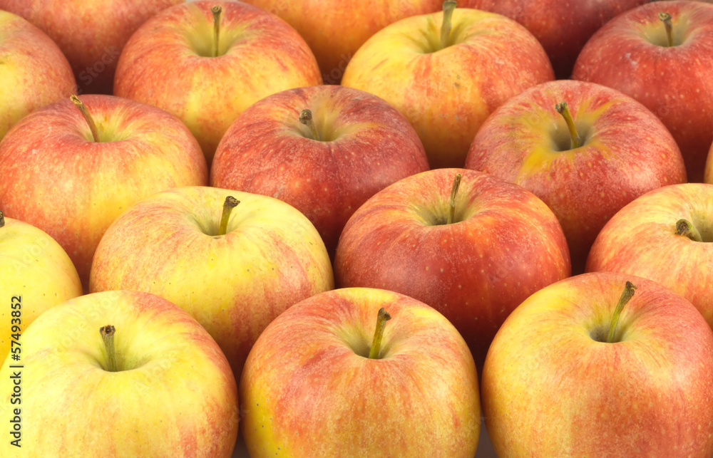 Crop of many ripe red and yellow apples as background Crop of many ripe red and yellow apples as background