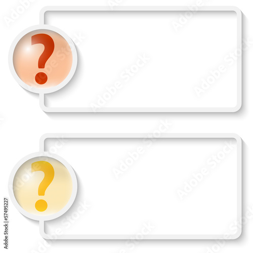 two white abstract text frame with question mark
