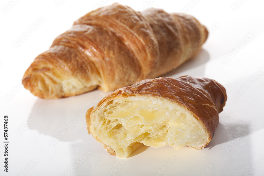 Croissant on white isolated background