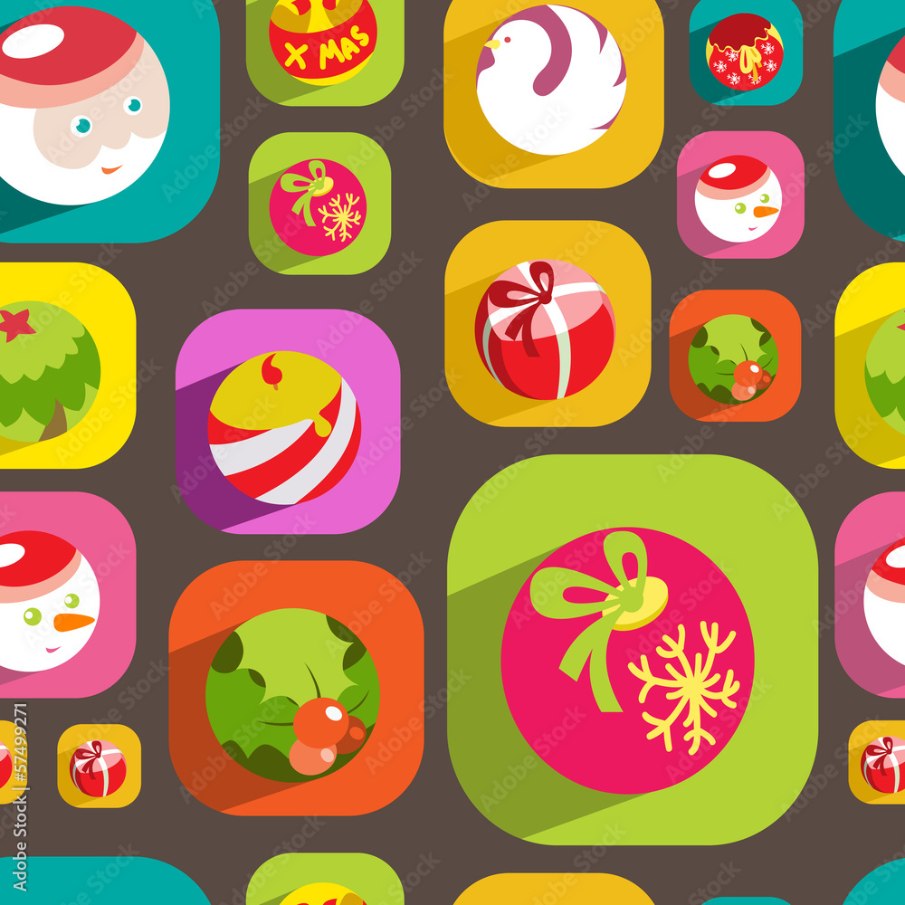 colorful flat christmas seamless background