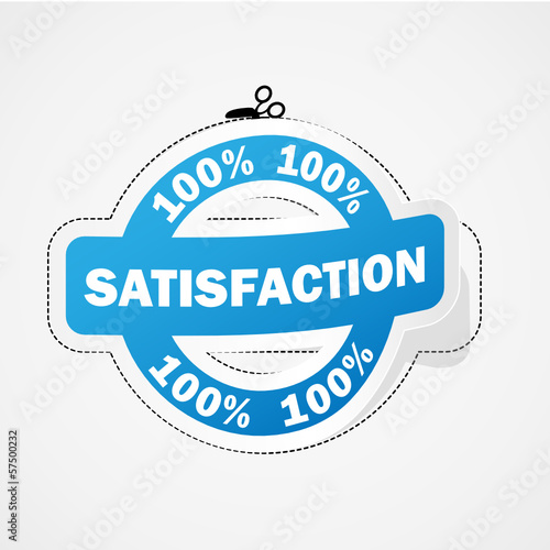Etiquette "100% SATISFACTION" (service clients qualité avis)