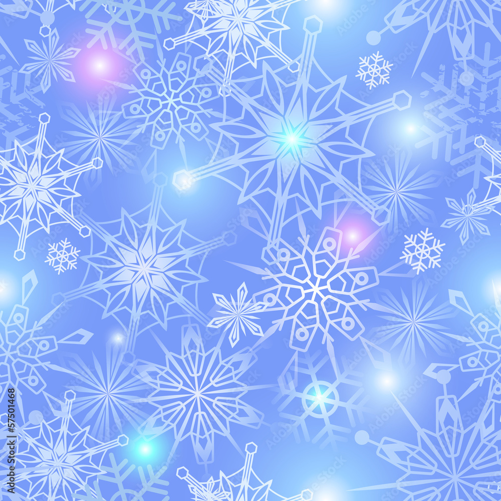 Seamless vector pattern with snowflakes and sparkles Seamless vector pattern with snowflakes and sparkles