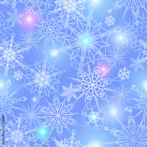Seamless vector pattern with snowflakes and sparkles