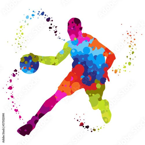 basket ball player with colored dots
