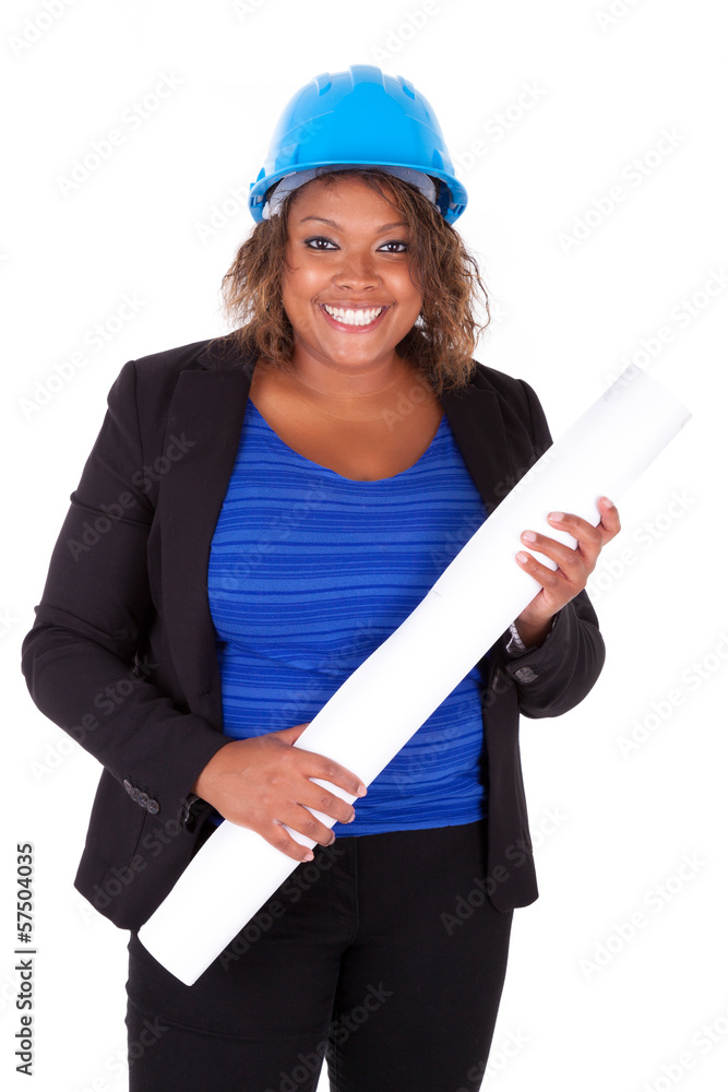 Confident Black African American woman architect smiling Confident Black African American woman architect smiling