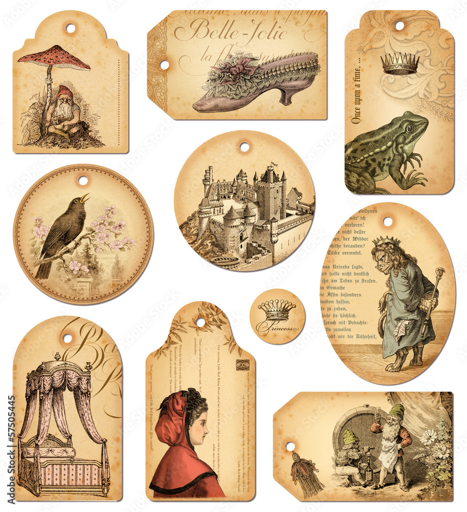 fairy tale gift tags - obrazy, fototapety, plakaty 