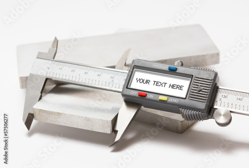 Сalliper, metal parts. QC. The text is freely replaceabled