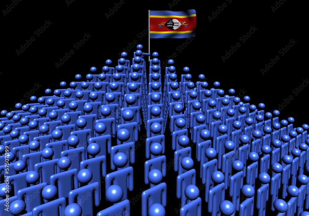 Fototapeta premium Pyramid of abstract people with Swaziland flag illustration