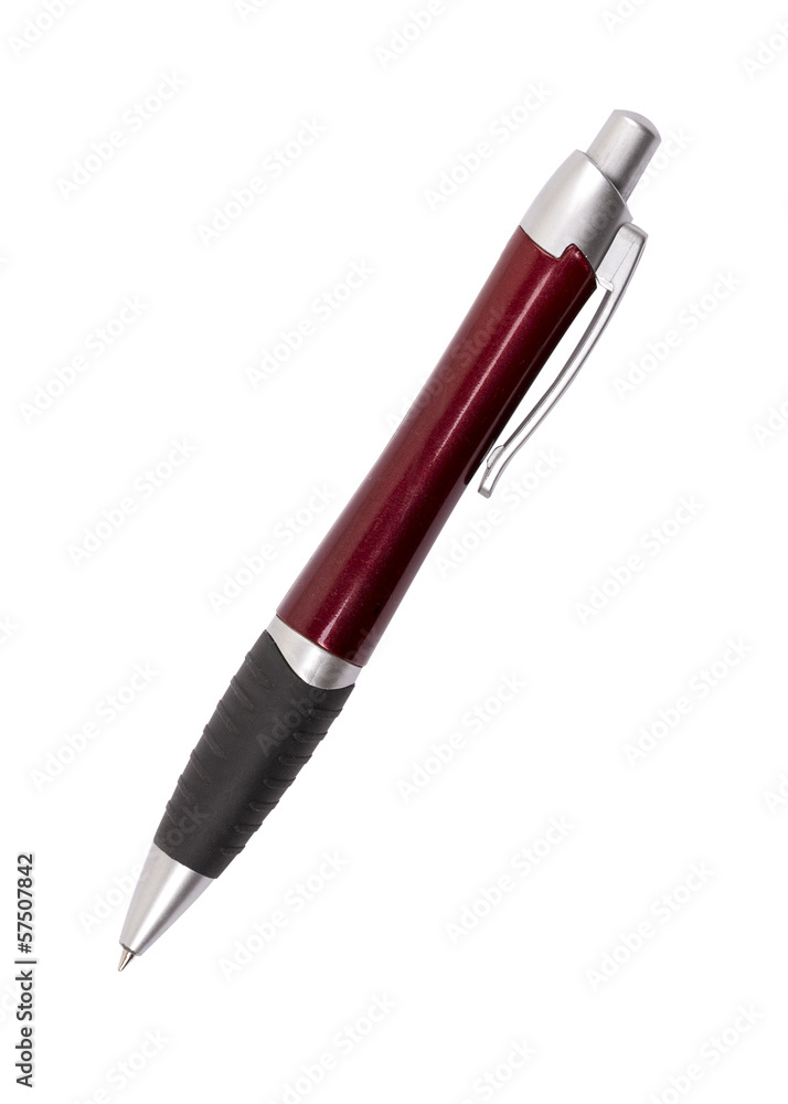 black, red and silver ball pen, isolated on white black, red and silver ball pen, isolated on white