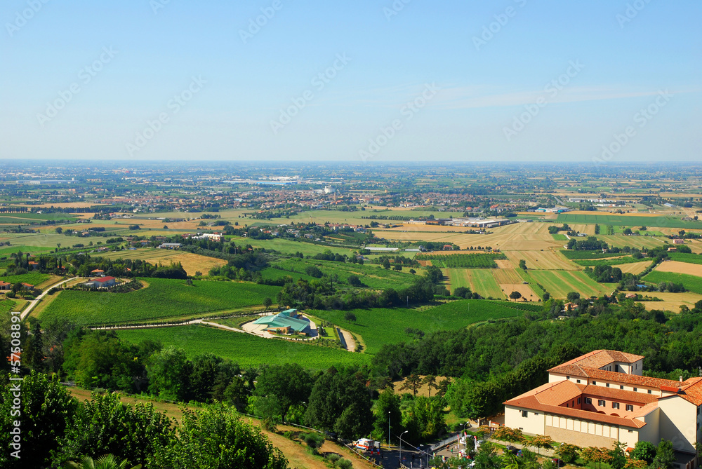 Italy, Romagna Apennines hills view from Bertinoro village