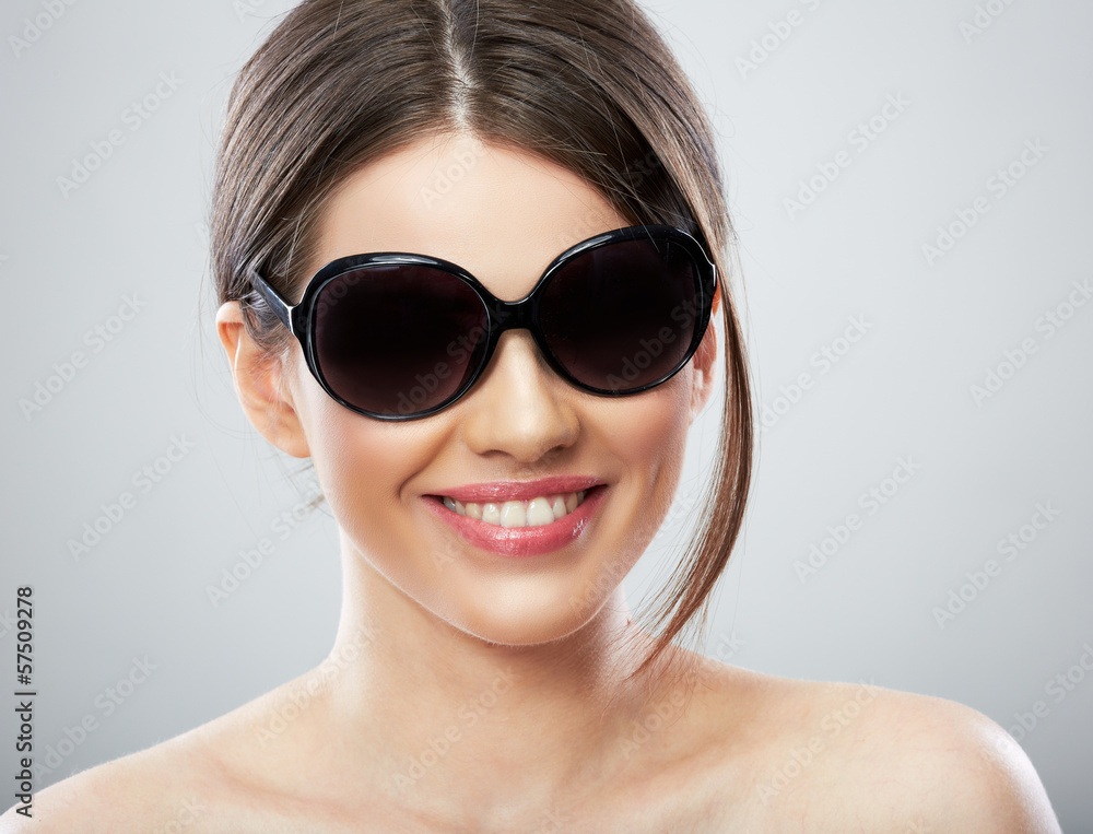 Beauty woman close up face portrait, toothy smiling Beauty woman close up face portrait, toothy smiling
