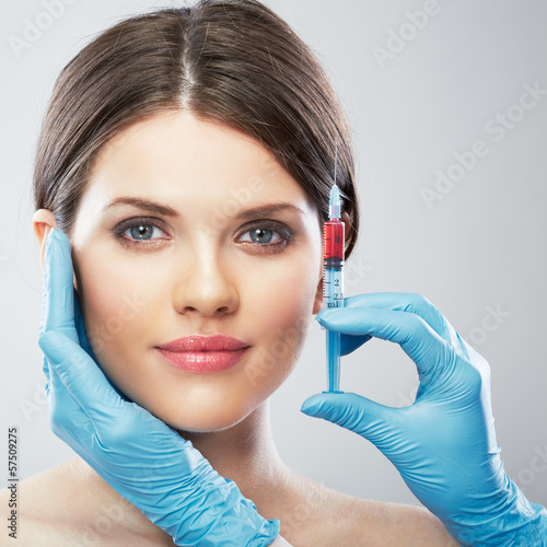 Beauty Woman face surgery close up portrait.