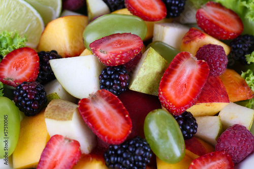 Fototapeta Naklejka Na Ścianę i Meble -  Fruit salad in plate close-up