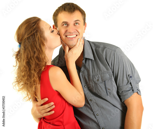 Young couple isolated on white