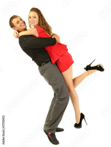 Young couple isolated on white
