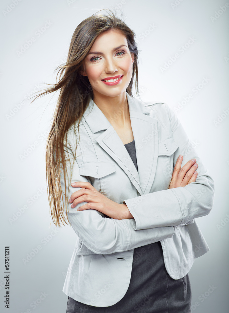 Smiling business woman portrait. Isolated on white background. Smiling business woman portrait. Isolated on white background.