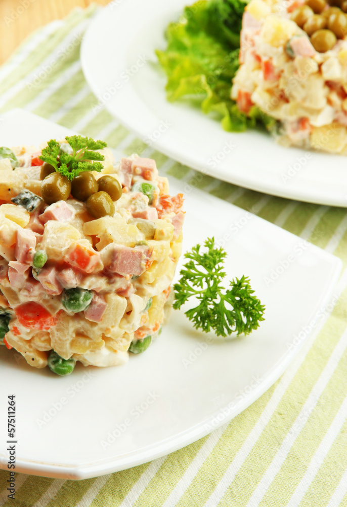 Russian traditional salad Olivier, Russian traditional salad Olivier,