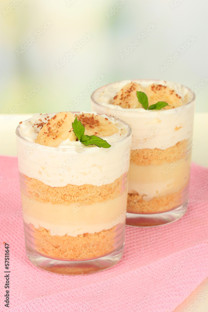 Delicious dessert with banana and caramel Delicious dessert with banana and caramel