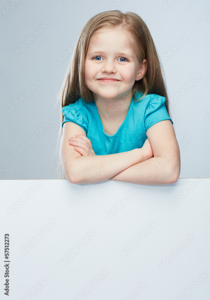Girl child with white board. Isolated portrait. Girl child with white board. Isolated portrait.