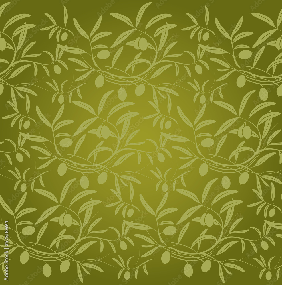 olive. Decorative olive branch. For label, pack. Olive pattern.