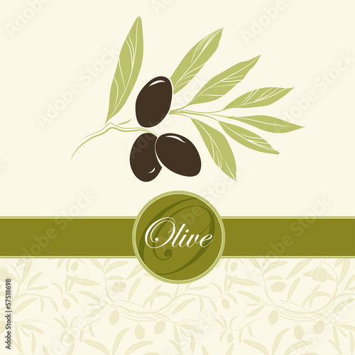 olive. Decorative olive branch. For label, pack. Olive pattern.