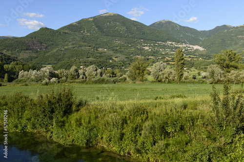 ditch bank in green countryside near Poggio Bustone, Rieti valle