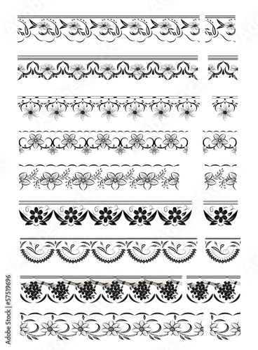 Set of lace trims on a white background.