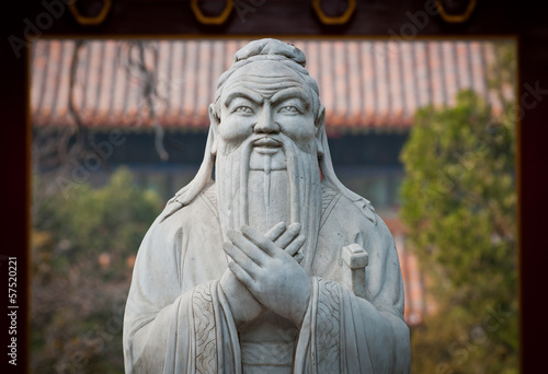 statue of Confucius in Temple of Confucius in Beijing, China