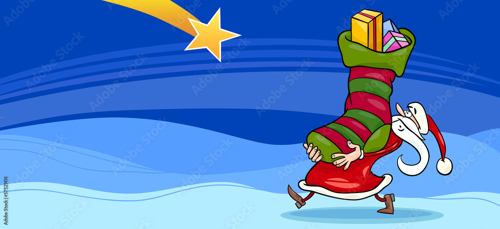 Santa Claus with presents cartoon card Santa Claus with presents cartoon card