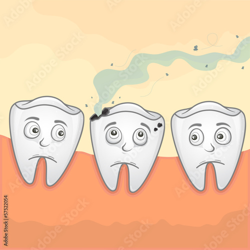 Vector Illustration of smell teeth because of caries