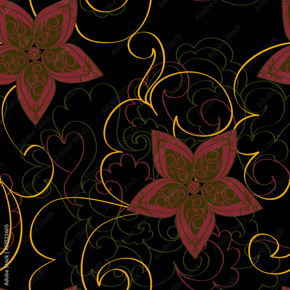 vector seamless dark floral background