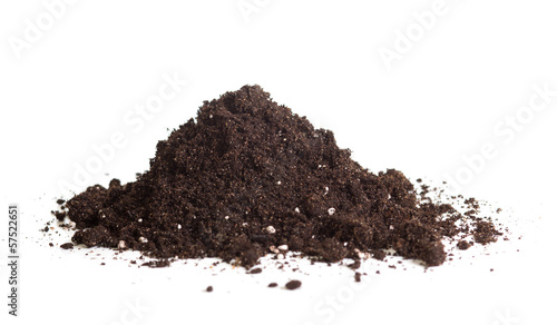 handful of soil isolated on white