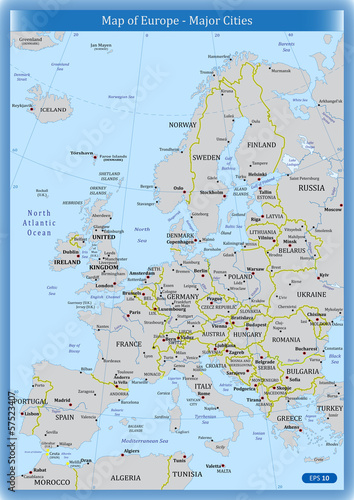 Map of Europe - Major Cities