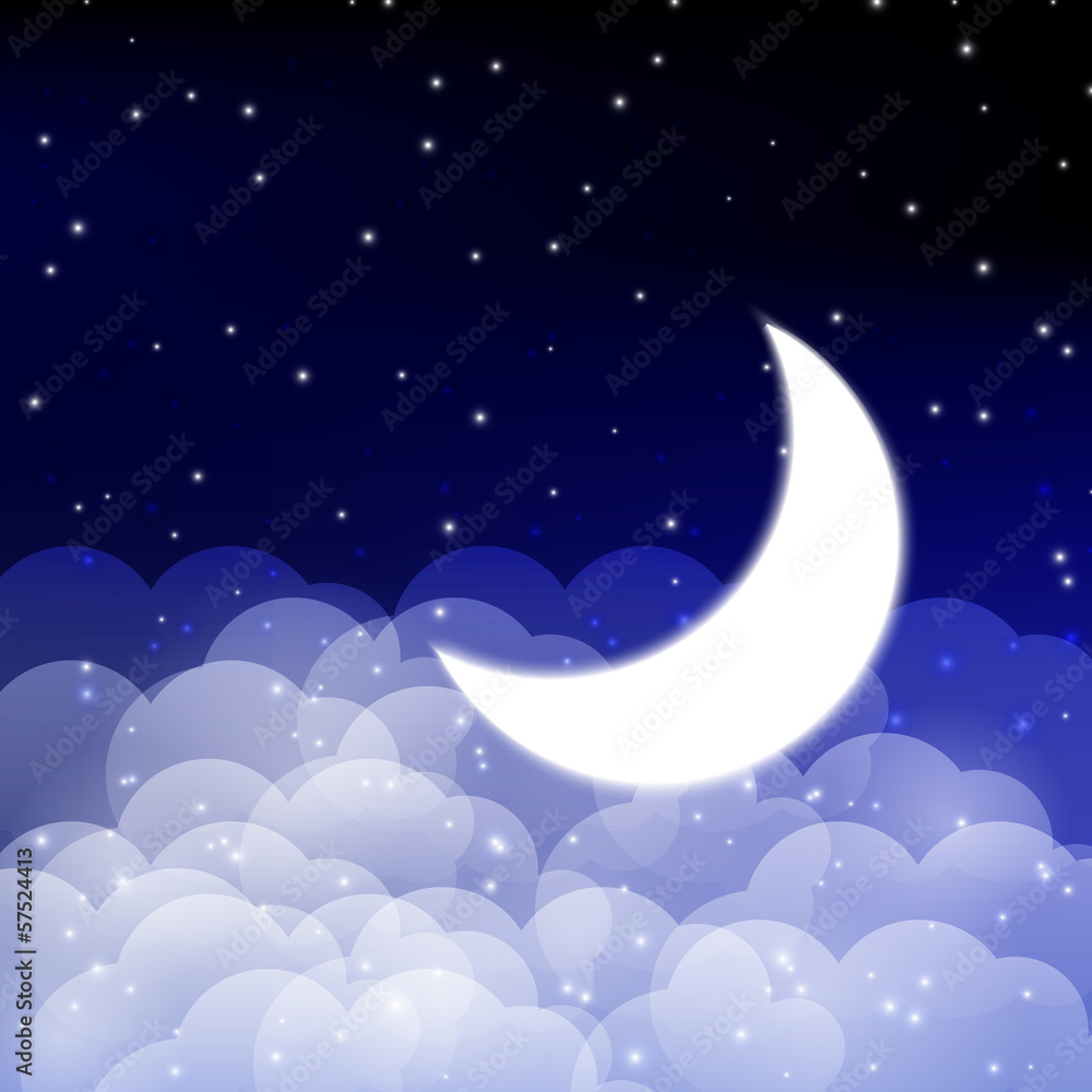 Night sky with shiny Moon