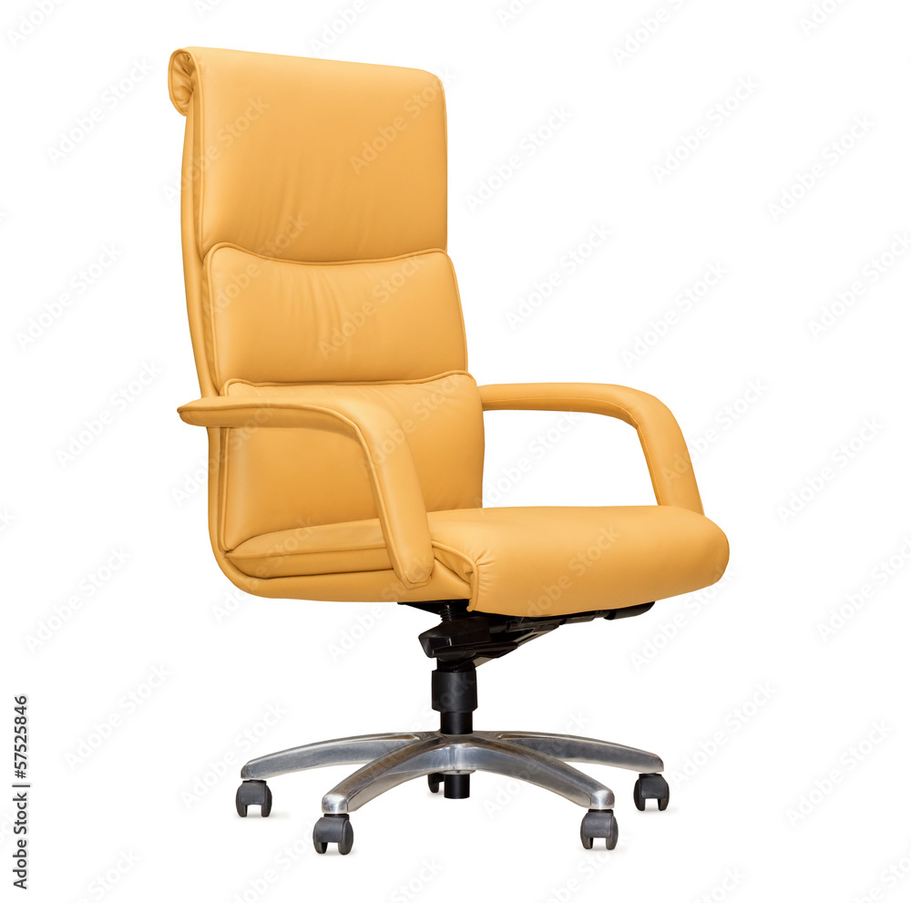 The office chair from beige leather. Isolated The office chair from beige leather. Isolated