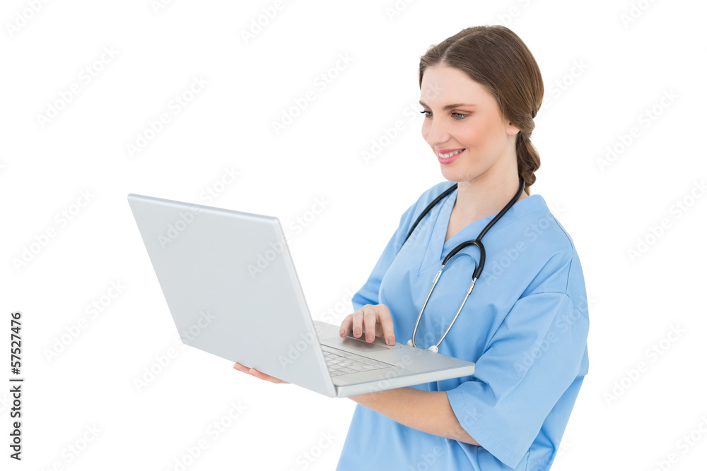 Female doctor working with her notebook Female doctor working with her notebook