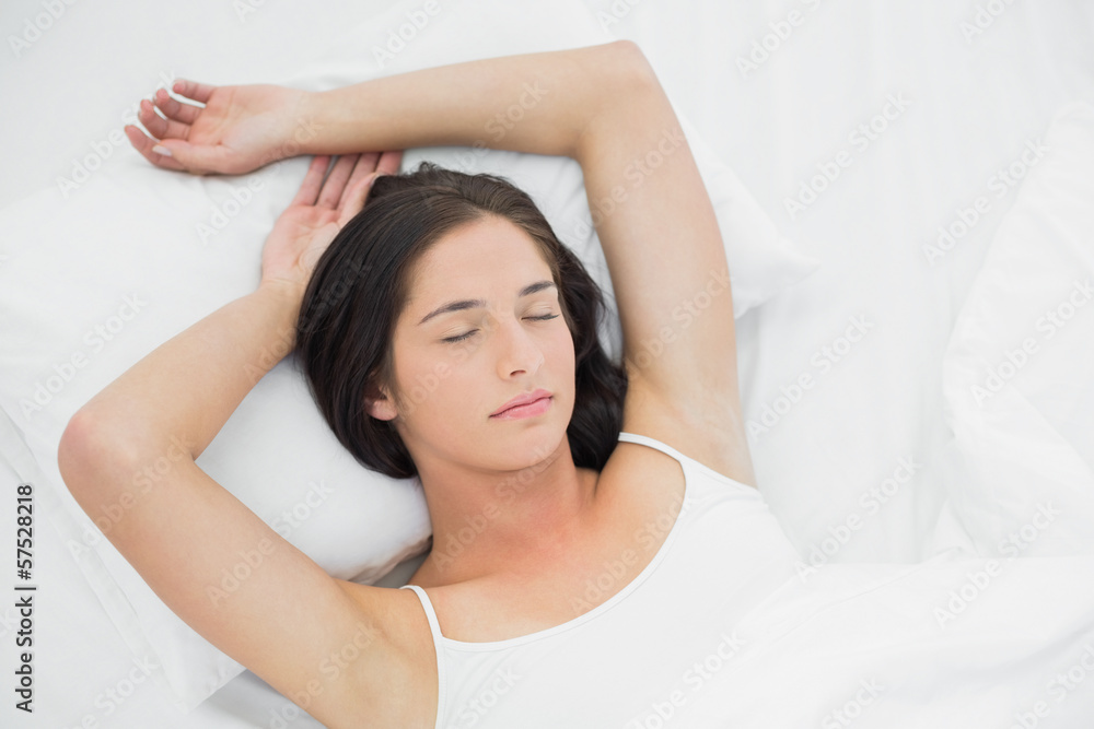Beautiful woman sleeping in bed with eyes closed Beautiful woman sleeping in bed with eyes closed